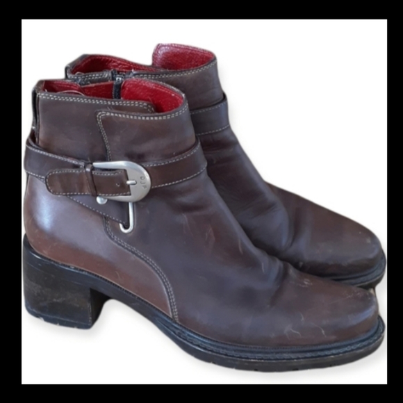 Donald J Pliner Brown Leather Ankle Boots Size 6 - Picture 2 of 8